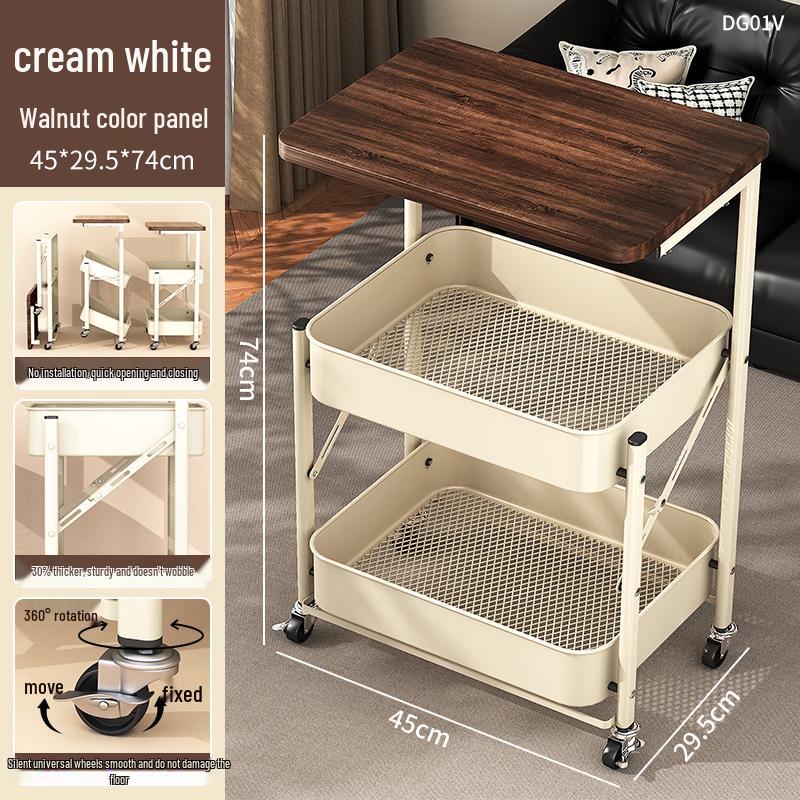 Beweglicher mehrstöckiger Snack- und Kaffeetisch: Faltbares Regal für Wohnzimmer & Schlafzimmer