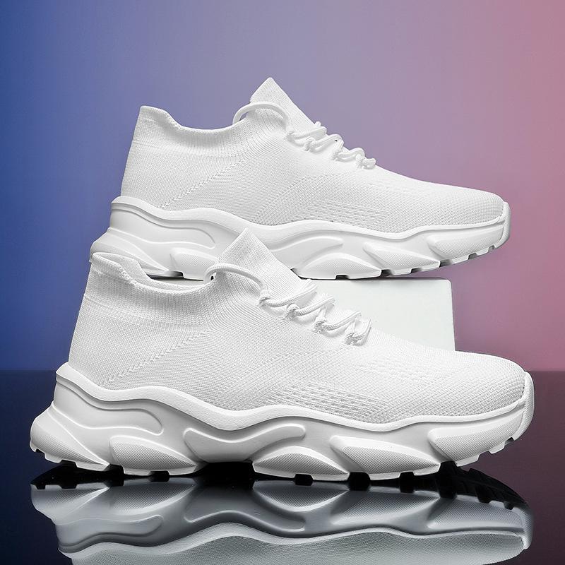 2025 Summer New Flying Woven Shoes Men's Deodorant Mesh Breathable Sports Shoes Soft Sole Lightweight Casual Shoes