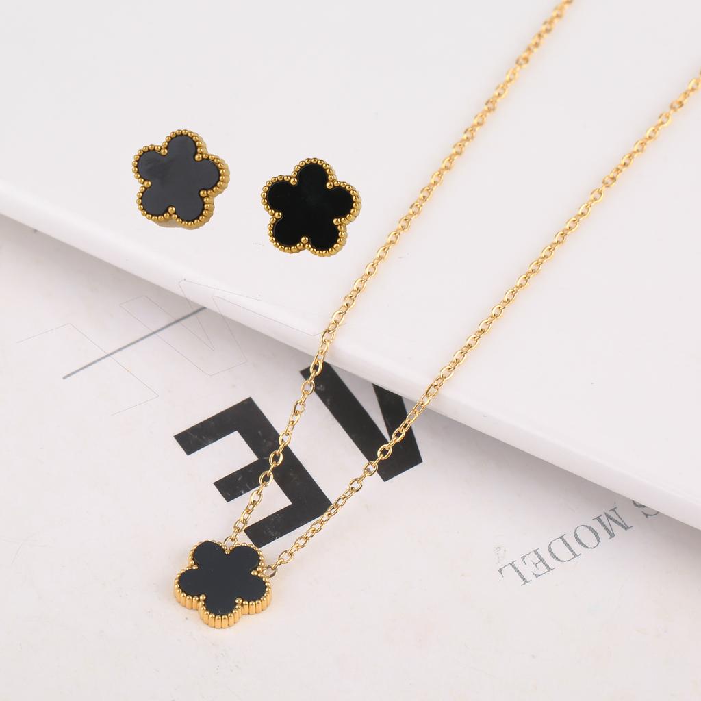 Adjustable Gold Plated 316L Stainless Steel Flower Bracelet Five Leaf Petals Women Luxury Clover Gift