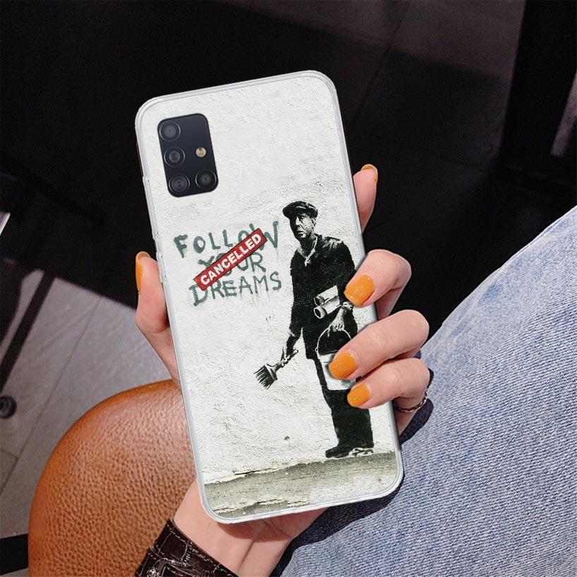 Street Art Banksy Graffiti Phone Case For Samsung Galaxy A52 A32 A22 A12 A51 A31 A50S A30S A20S A10S Note 20 Ultra 10 Plus S10 A