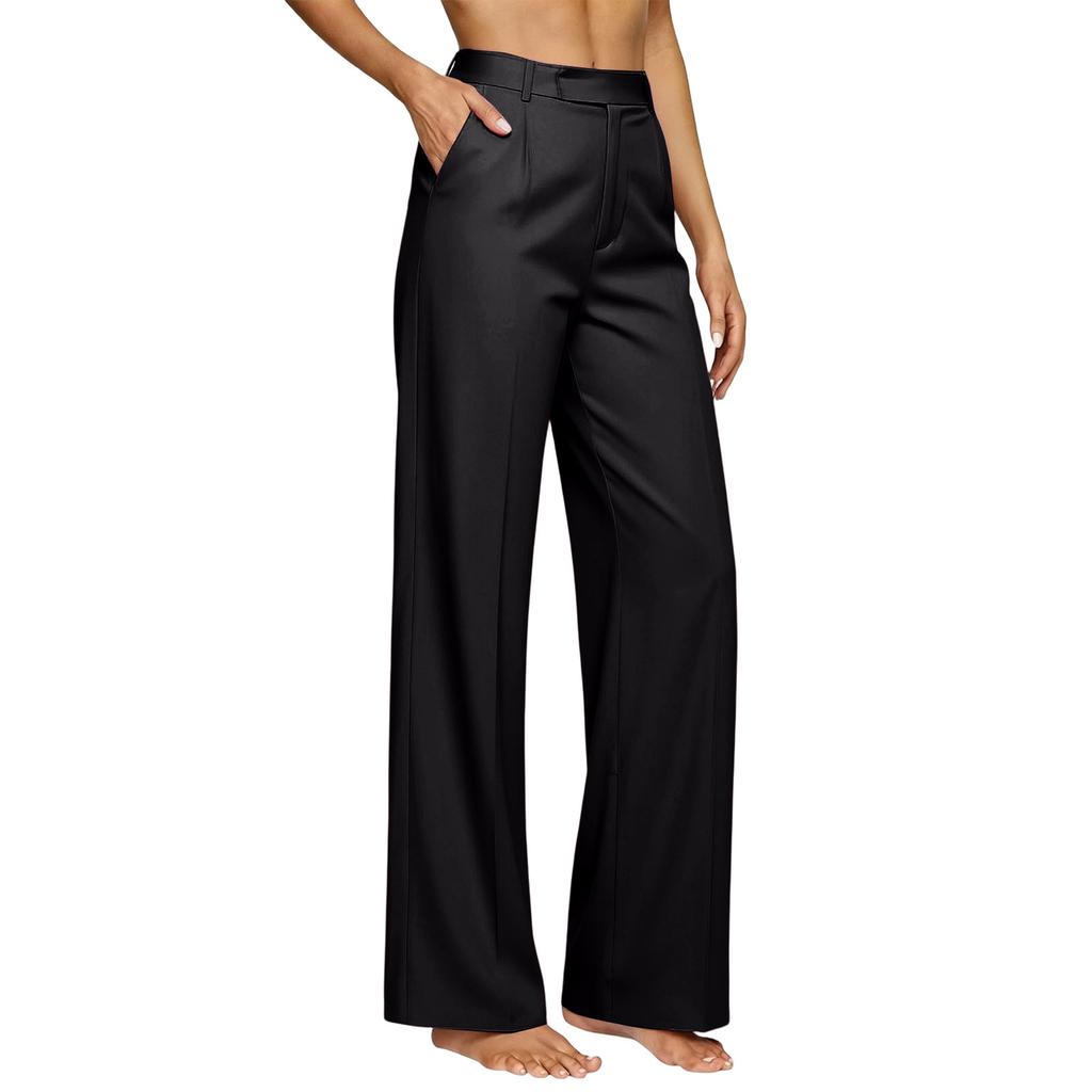 Damen High Waist Weite Hosen mit Taschen Entspannte Passform Gerades Bein Lässige Hosen Geeignet für den täglichen Gebrauch und die Arbeit