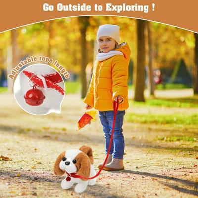 Kids Electric Plush Dog Toy Walking Barking Tail Wagging Interactive Puppy Plushie Toy Toddlers Boys Girls Educational Simulation Animal Toy