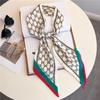Long small silk scarf women's spring, autumn and summer black neck protection scarf with shirt streamer ribbon belt thin scarf