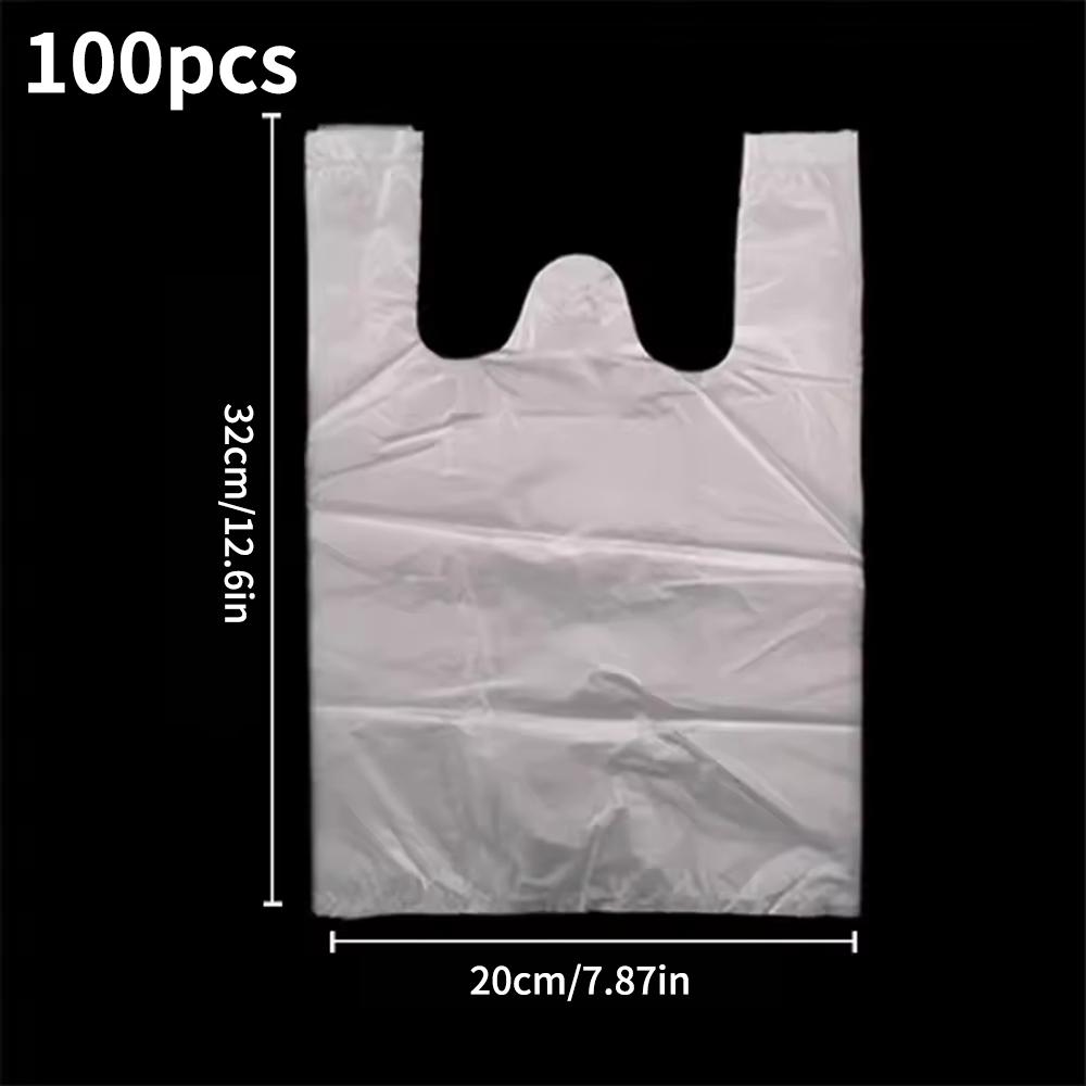 Plastic Shopping Bag 100Pcs Transparent Shopping Bag Supermarket Plastic Bags With Handle Food Packaging