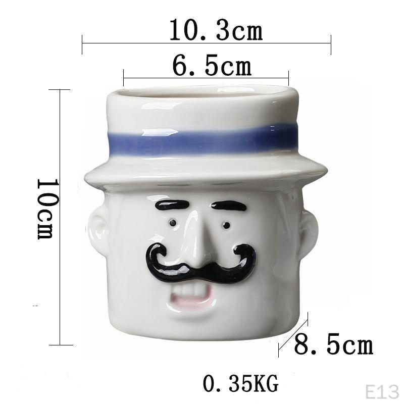 Ceramic Flower Pot Funny Cartoon Planter Artwork Modern Cute Plant Flowerpot for Balcony