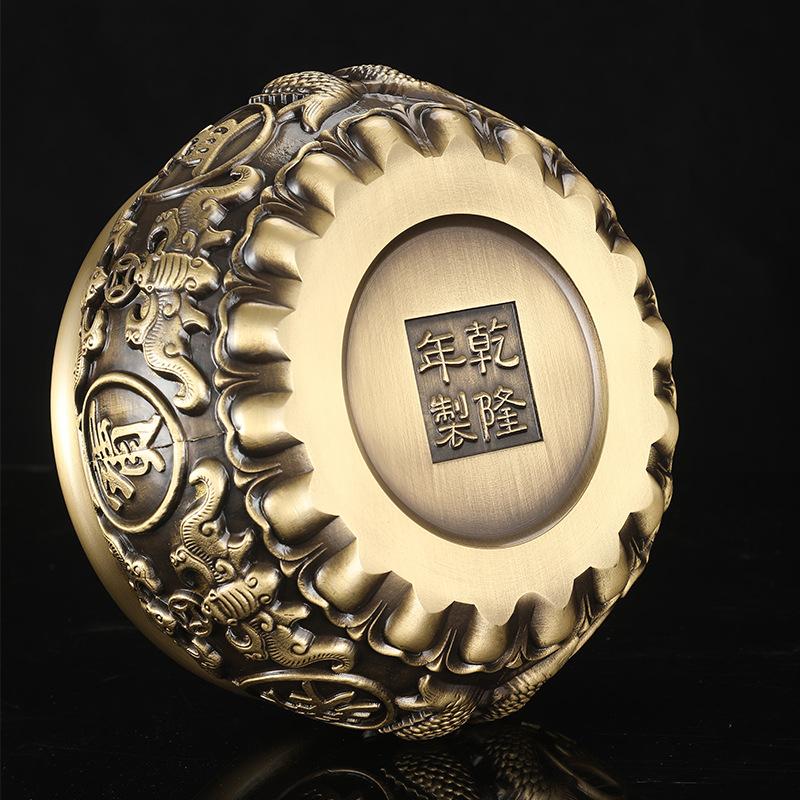 8-21CMBrass Treasure Basin Decoration Large Solid All-brass Piggy Bank Household Use Living Room Shop Can Hold Things Decoration