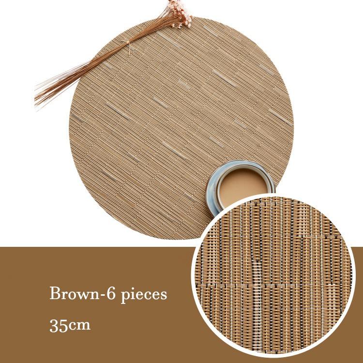 Sada 6 ks PVC prostírání, prostírání na stůl, tepelně izolační podložka, kulaté omyvatelné prostírání, dekorace na stůl, 35 cm