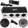 3 Way Multi Socket Car Cigarette Lighter Splitter USB Port Plug With 12V/24V Charger Charger Adapter USB Triple Car charger