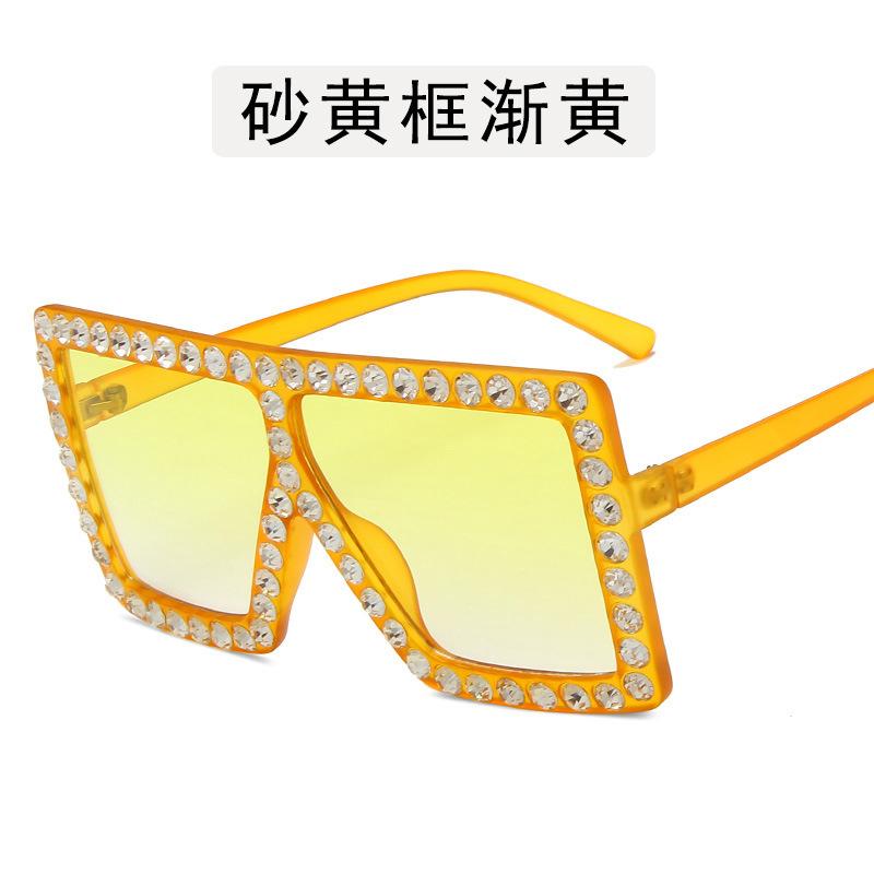 Décoration Strass Lunettes de Soleil Femmes Forme Carrée Lunettes de Soleil Cool et Élégantes Féminines Style Européen Américain Lunettes de Soleil pour Femme