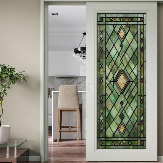 Stained Glass Window Privacy Films Decorative Static Clings Removable Sun Blocking Covering Colorful Window