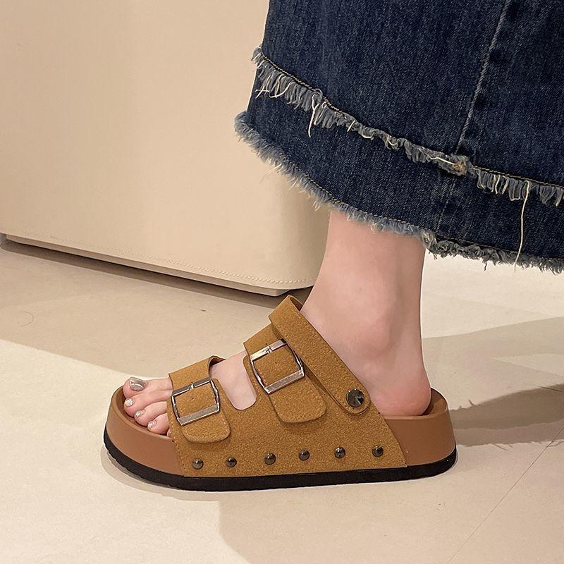 Thick-soled cool slippers women wear new retro open-toed beach sandals in summer