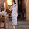 Blue and White National Style New Chinese Sleeveless Suzhou Long Improved Cheongsam New Women's High-end Catwalk Summer