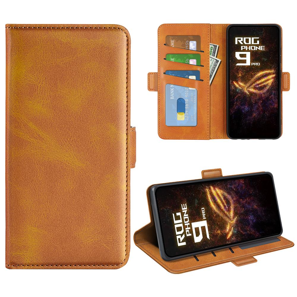 Para Capa Asus ROG Phone 9 Pro 5G Carteira de Couro com Textura de Bezerro Capa de Telefone