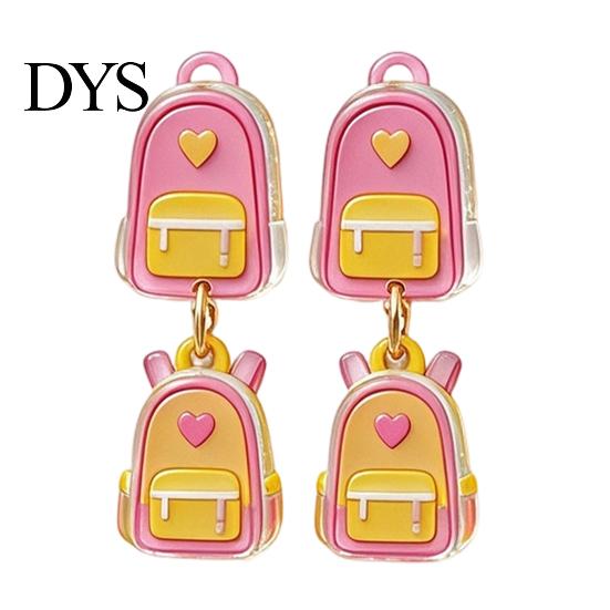 Lightweight Campus Style Earrings 1 Pair Teacher for Women, Cute 2D Acrylic Crayon Pencil Backpack Creative School Theme Dangle Drops Number Alphabet