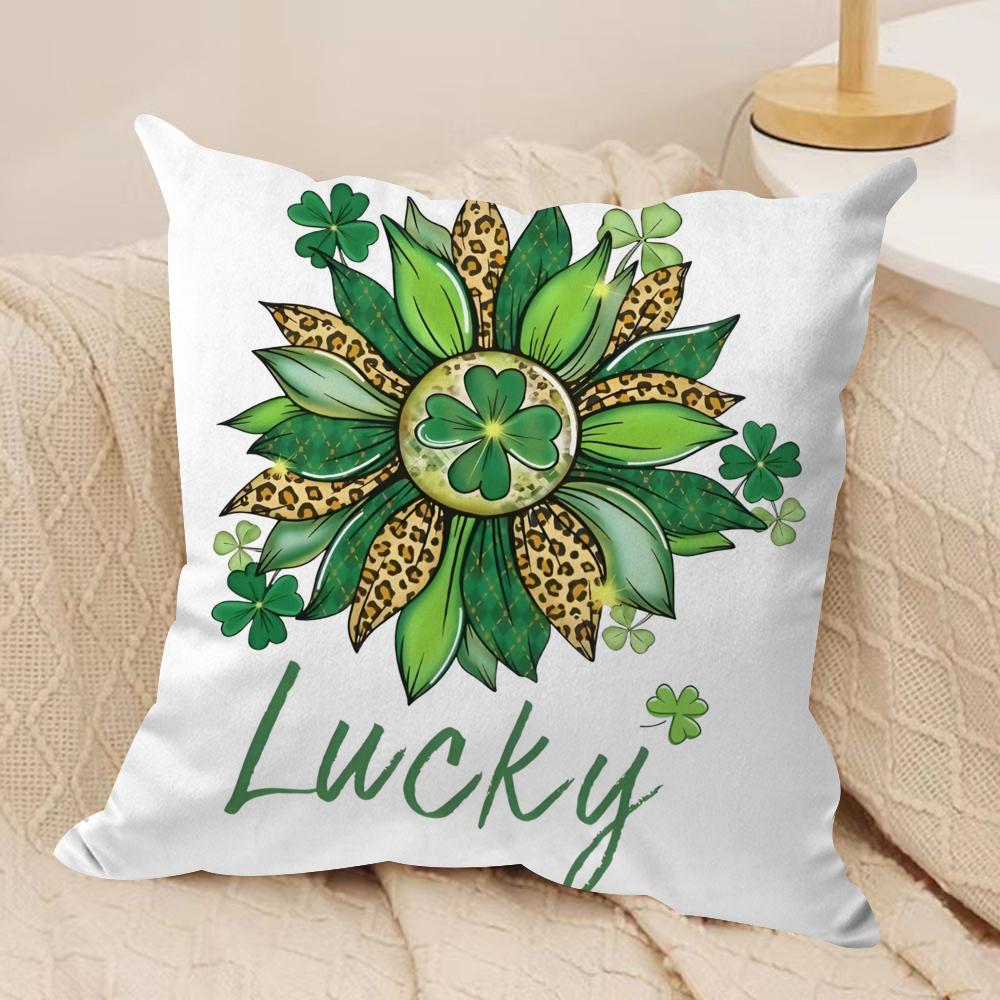 

St Patricks Day Irish printing Cushion Cover Soft Plush Throw Pillow Cover DoubleSided Cushion Case Sofa Home Decor 30x30cm