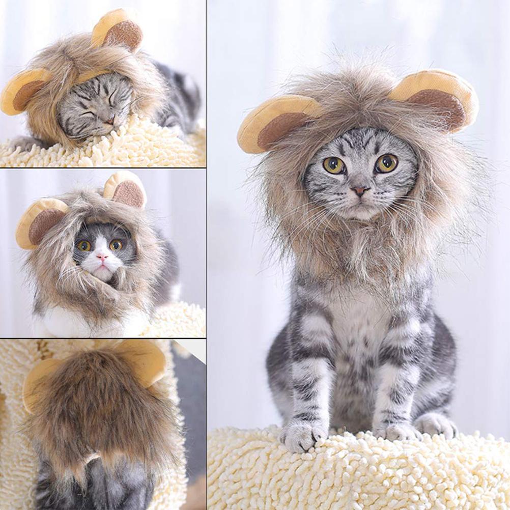 Mane Wig for Cat Pet Adjustable Washable Comfortable Hair Cat Clothes for Halloween Christmas Easter Festival Party