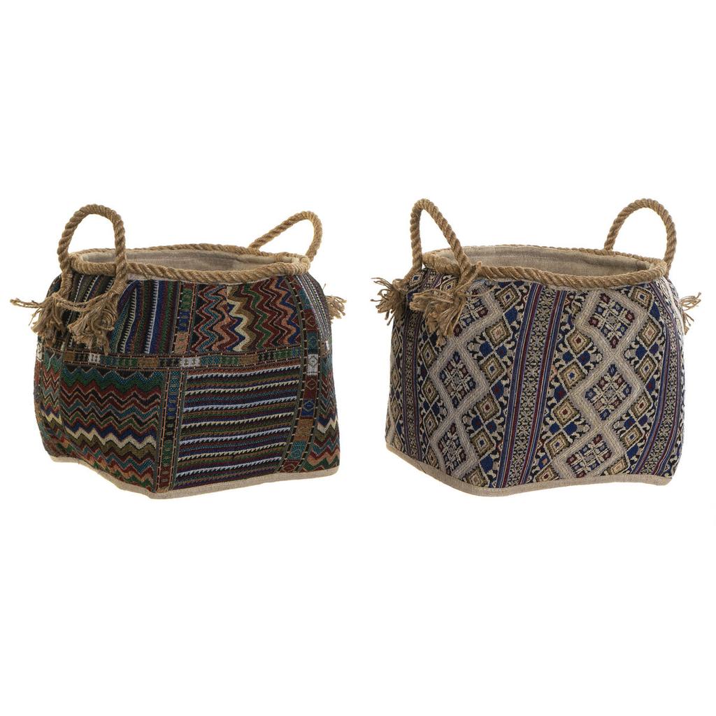 Basket DKD Home Decor 30 X 30 X 30 Cm Natural Fiber Boho (2 Units)