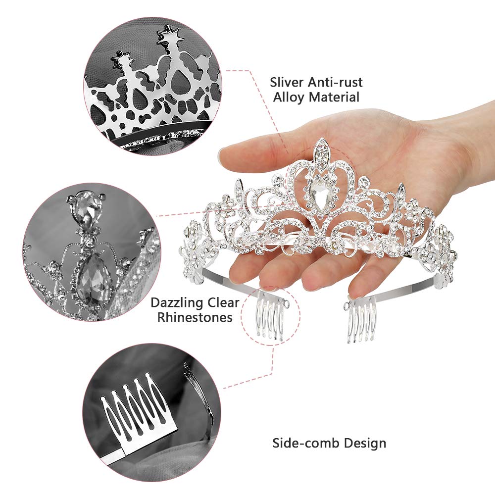 Crystal Crowns And Tiaras With Comb Headband For Girl Or Women Birthday Party Wedding Prom Bridal Christmas Valentine