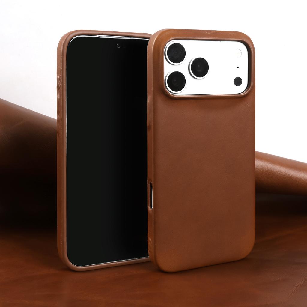 Premium Real Leather Back Case For Iphone 17Pro 16pro Max 15 14 13 12 11 Business Full Covered Protective Cover Phone Cases