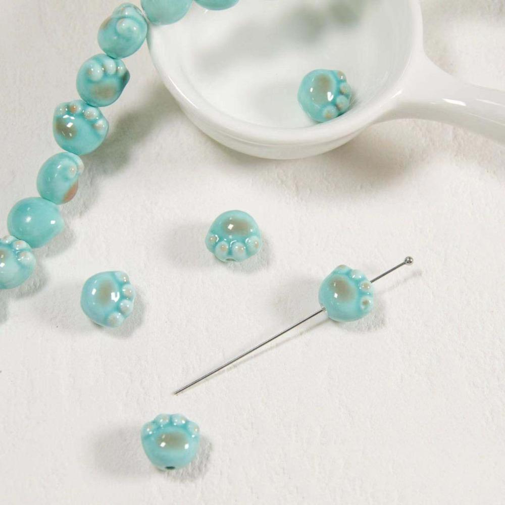 10Pcs Cartoon Design Cat Paw Beads Ceramic Jewelry Making Material  Student