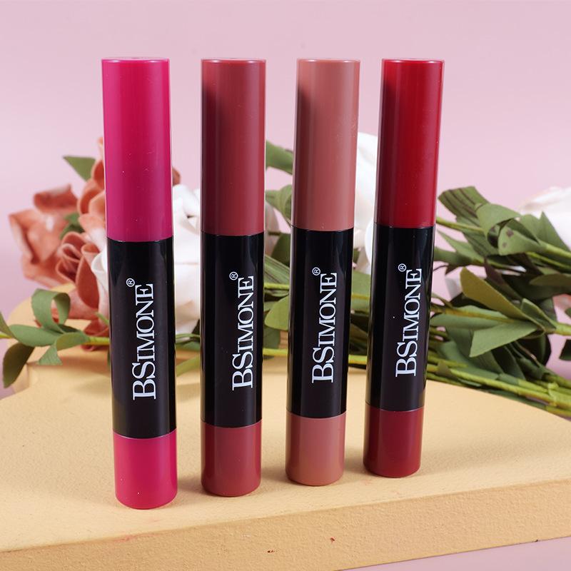 Matte Lippenstift Antihaft-Cup Wasserdicht Langlebig Hook Line Glatter Samt Lippenstift Bleistift