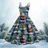 Women's Christmas Print Casual Fashion Round Neck Mid-Length Dress