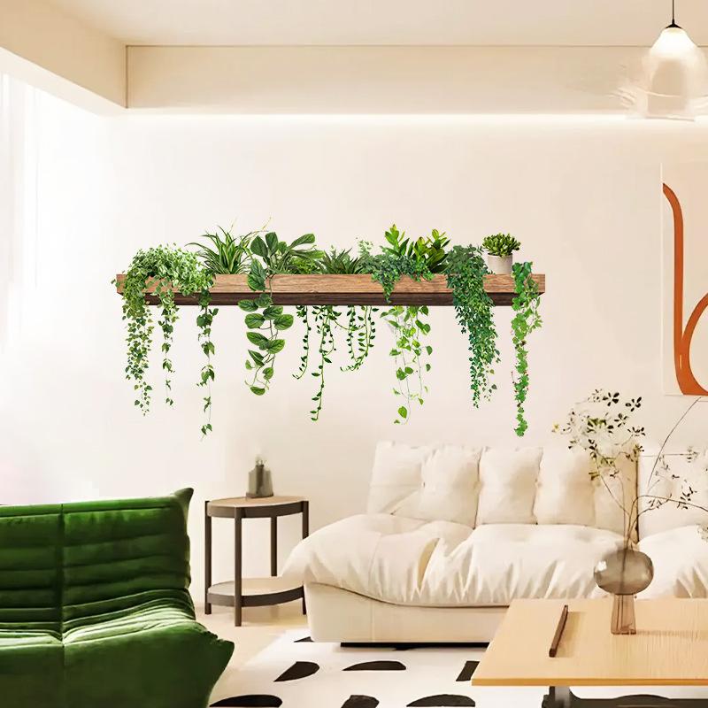 DIY Topfpflanzen Efeublätter Grünpflanze Schmetterling Wandaufkleber Selbstklebend für Mietwohnung Küche Wohnzimmer Wand Neujahrsdekoration