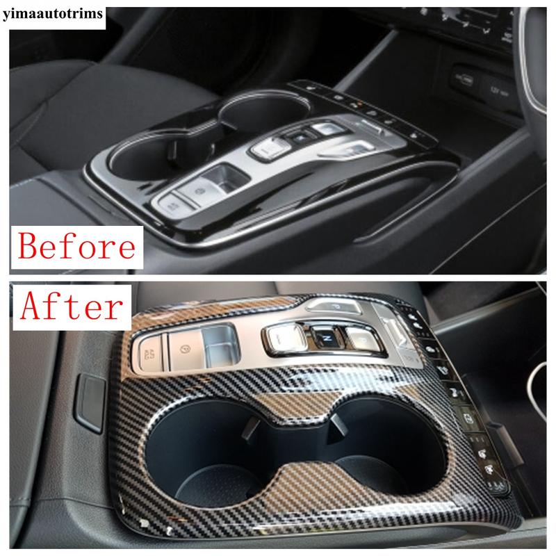 Central Control Gear Shift Panel Water Cup Frame Decoration Cover Trim For Tucson NX4  -  ABS Carbon Fiber Accessories
