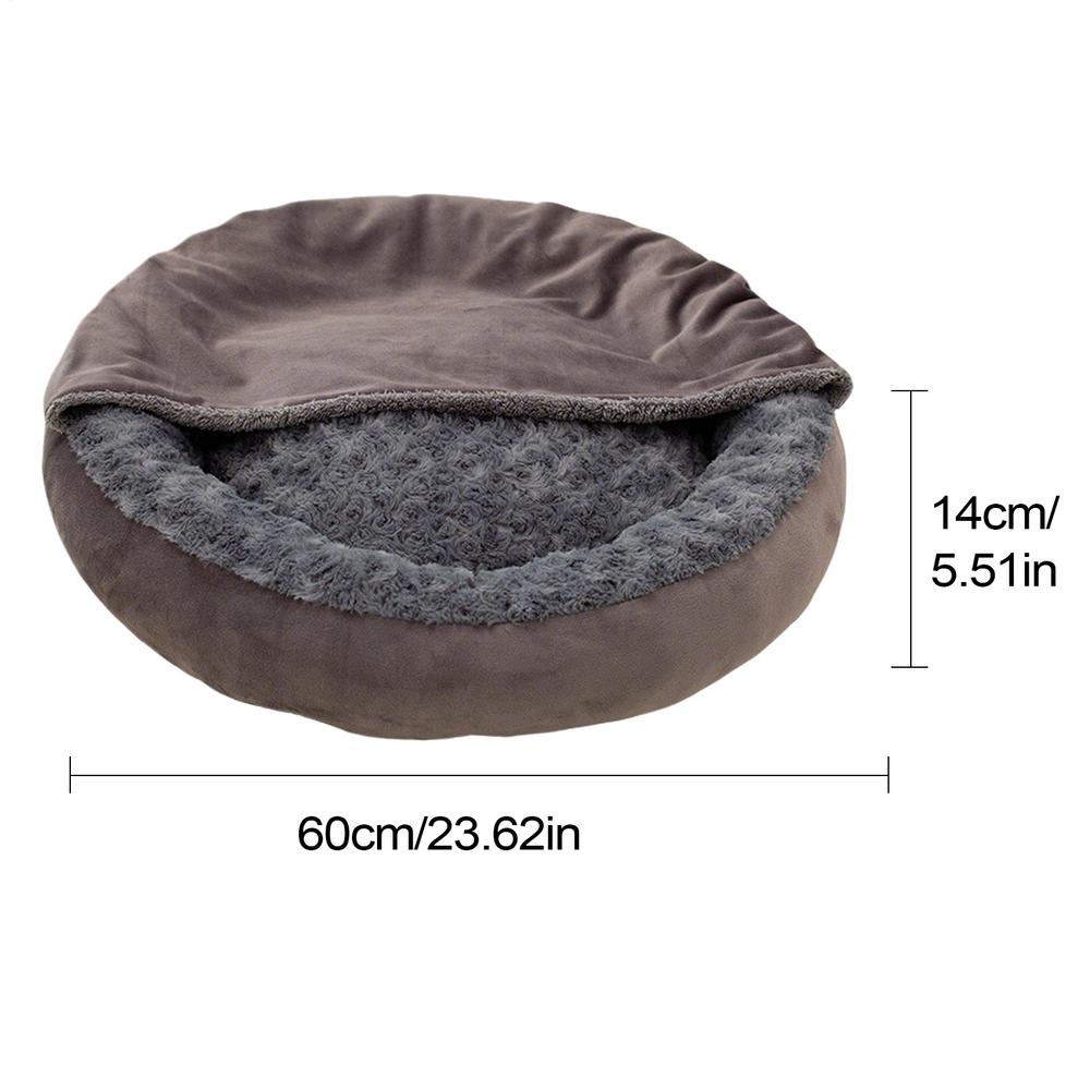 

Small Dog Bed Cat Bed With Hooded Blanket Round Donut Warm Pet Supplies Coved For Calming Puppy Outdoor Winter Animal Travel