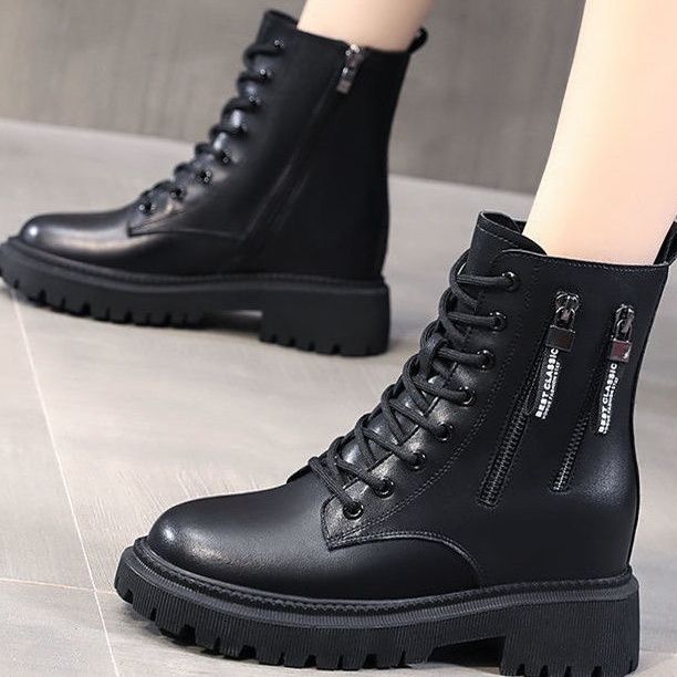 Korean version of thick heel foreign style Martin boots women's 2025 autumn and winter super soft winter velvet British style short boots women's vers
