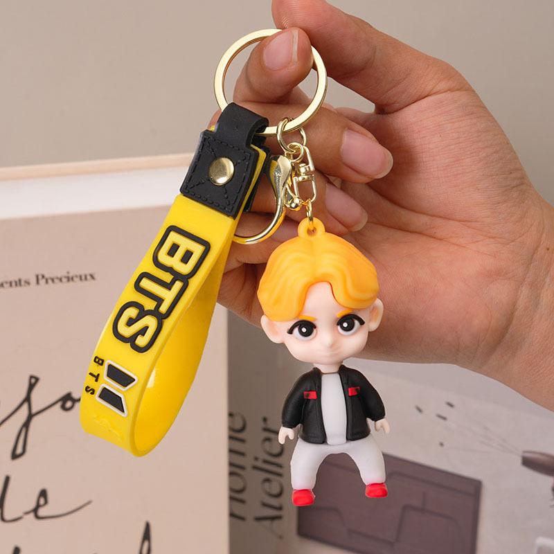 BTS Cute Cartoon 3D Rubber Doll Keychain, Bangtan Boys Mini Figure Pendant, Kpop ARMY Fans Collectible Charm 1