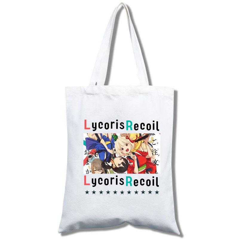 Lycoris Recoil Student Shopping Canvas Handbag no zipper