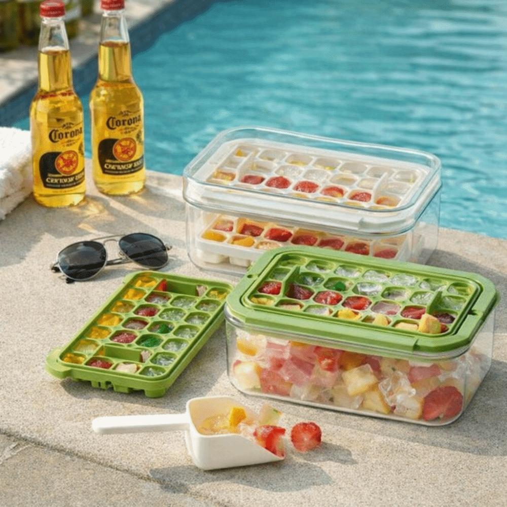 28/56 Grid Ice Cube Mold Press To Remove Ice Mould Tray Homemade Ice Maker Storage Box  Household