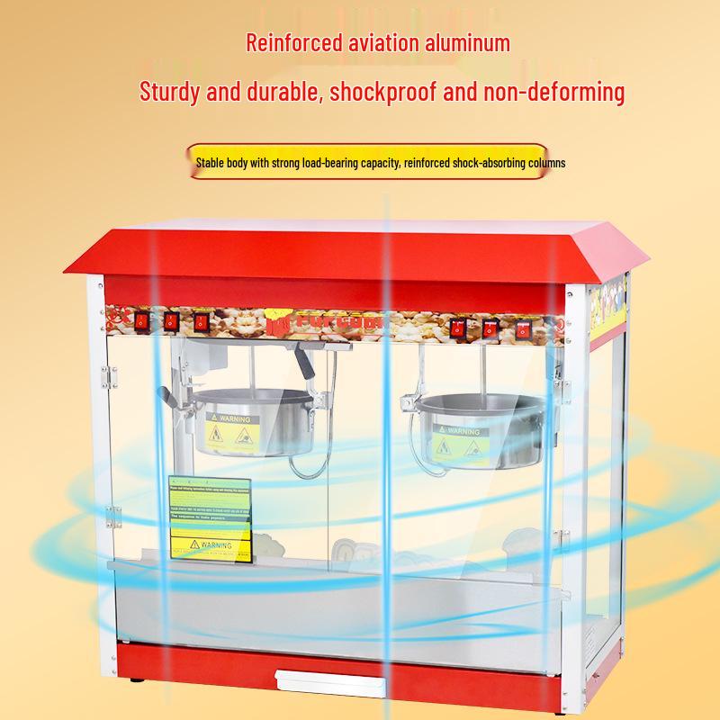 Commercial Electric Double Pot Popcorn Maker with Butterfly Tabletop Roof