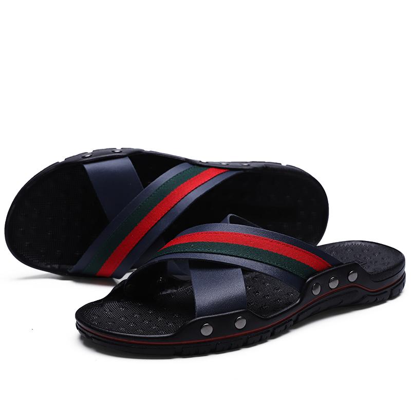 FUQIAO New Genuine Leather Men Slippers Beach Shoes Comfortable Men Summer Flat Heels Male Slides Luxury Plus Size 38-48