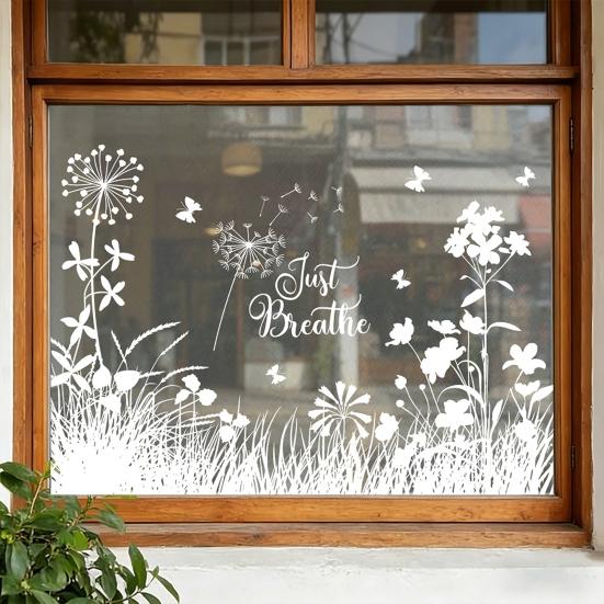 Fiori Farfalle Pellicola per Vetri Privacy Bianco Decorativa Vetro Satinato Adesivo Blocco Solare