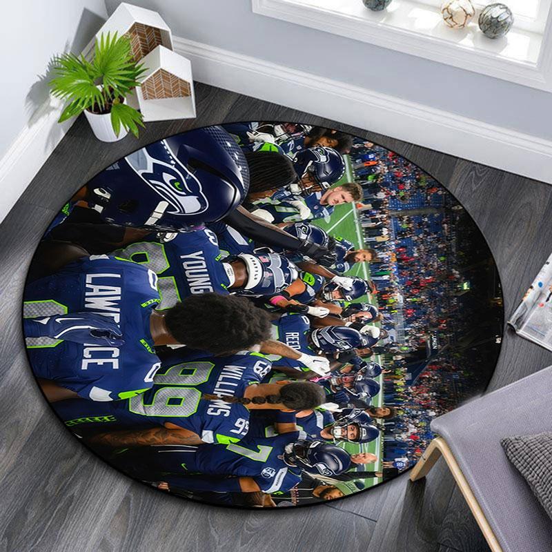 Seattle Seahawks Players pattern round rug,Carpet Rug for Living Room Bedroom Playroom ,Non-slip Floor Mat,Holiday Gifts and Birthday Gifts.