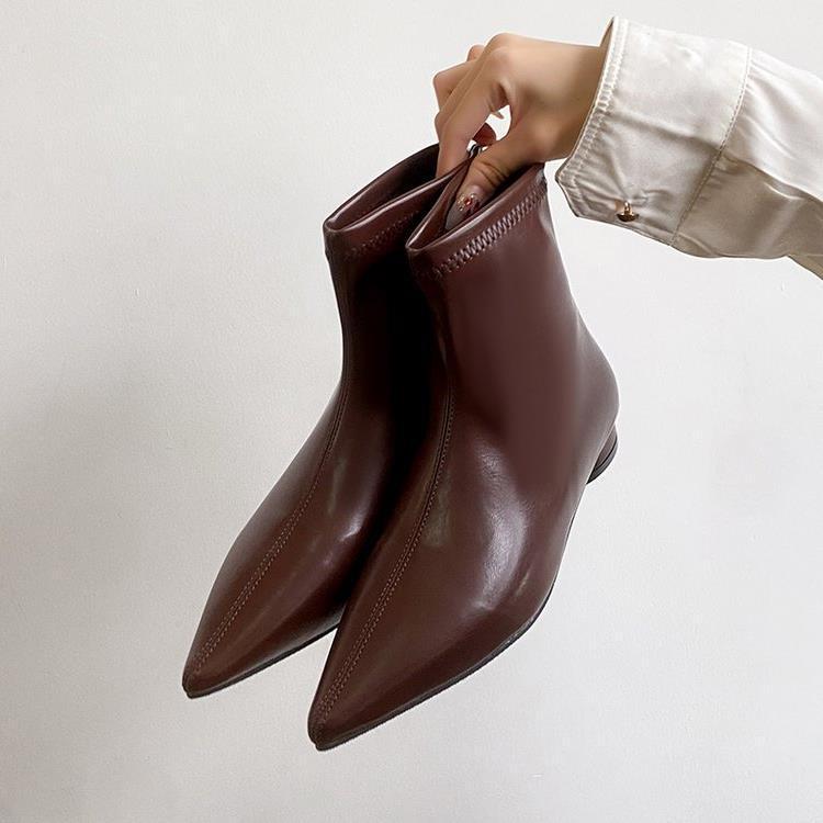 

Модные сексуальные женские ботильоны из кожи с острым носком, дизайнерские осенне-зимние ботинки большого размера 35-43 на платформе для женщин 36