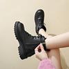 Minimalist Lace-up Combat Women Boots 4.5cm Chunky Heel Platform Women Boots British Style Thick Sole Increase Height Casual Boo