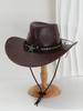Popular Men's and Women's PU Leather Top Hat, Metal Silver Chain Buckle Star Gem Rhinestone, Houston Rodeo