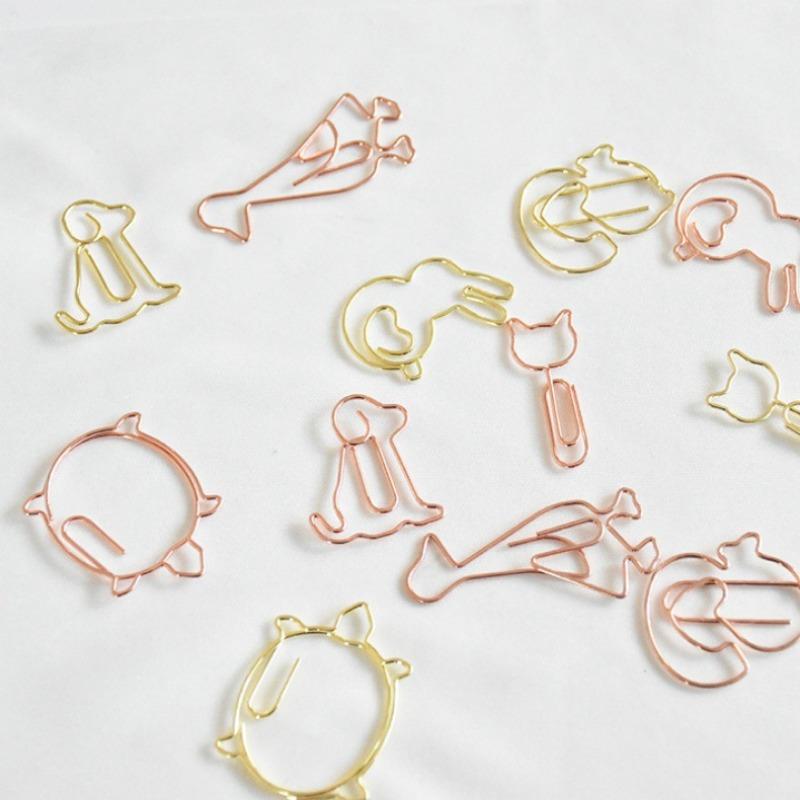 Cute Animal Shaped Golden Metal Decorative Paper Clip Bookmark Gift
