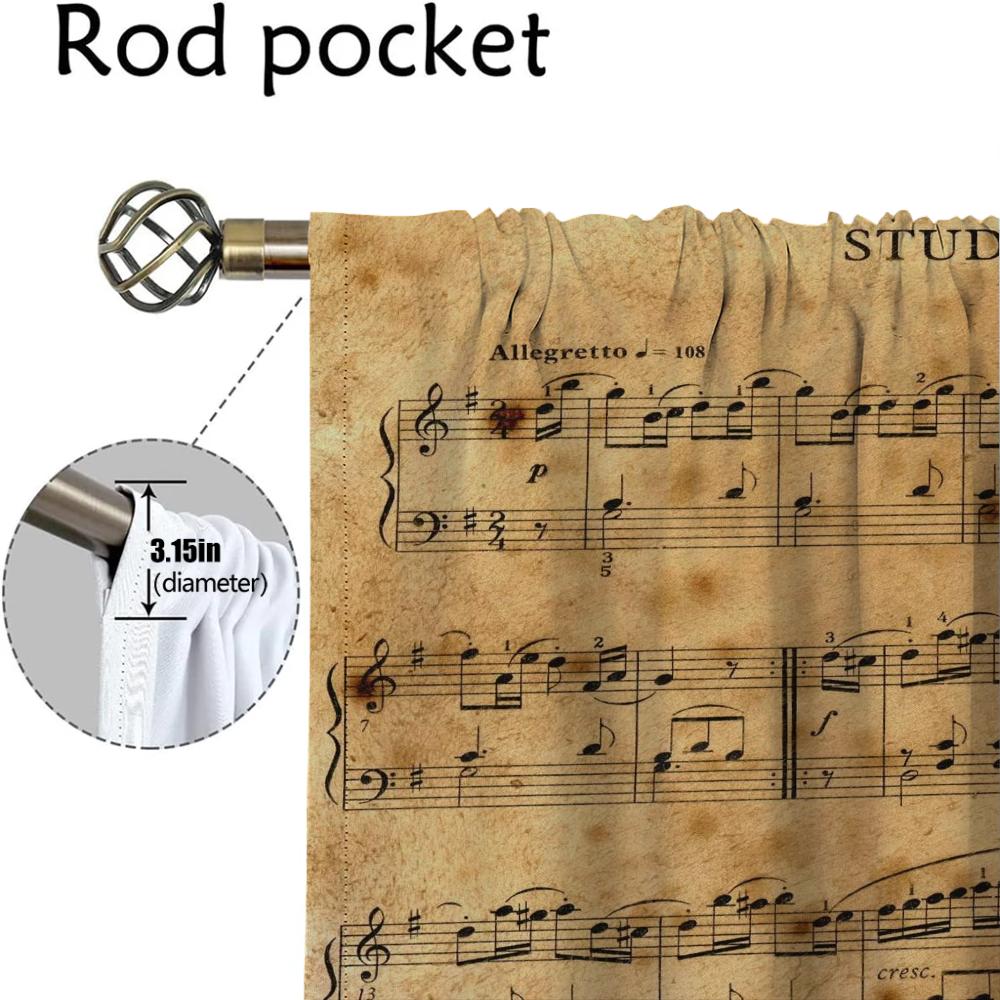 Muzieknoot Gordijnen Camera Raamgordijn Kamer Paneelgordijnen Huis Interieur Scheidingswand Vintage Insectenwerend Gemaakt Van Polyester