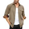 Autumn Long-sleeved Plain Collar Daily Vacation Solid Color Men's Shirt