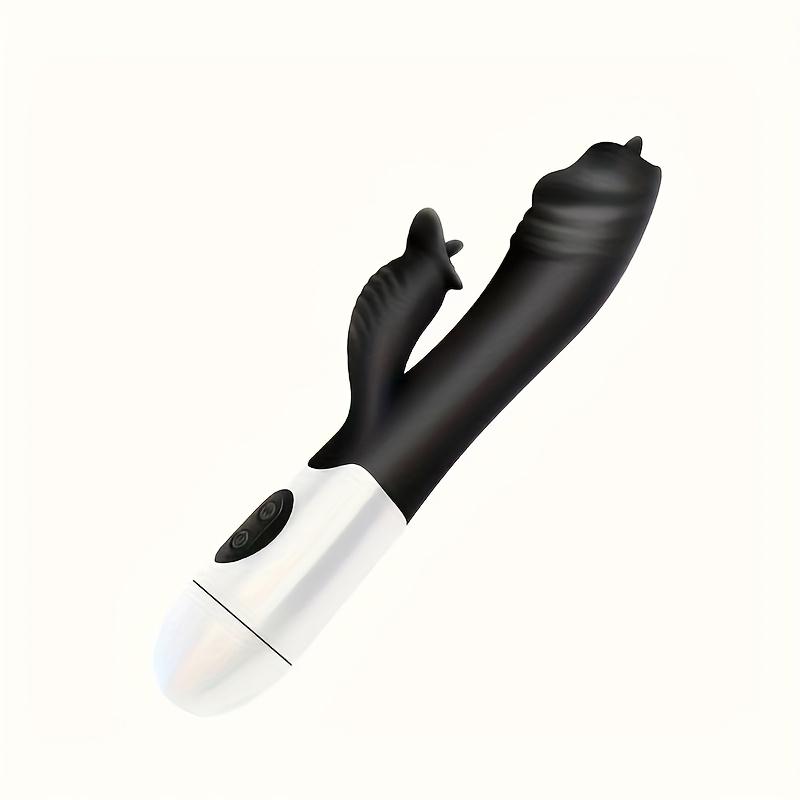 1pc 30 Speed Tongue Licking Dual Vibration Realistic Vaginal Massager (Battery Powered)
