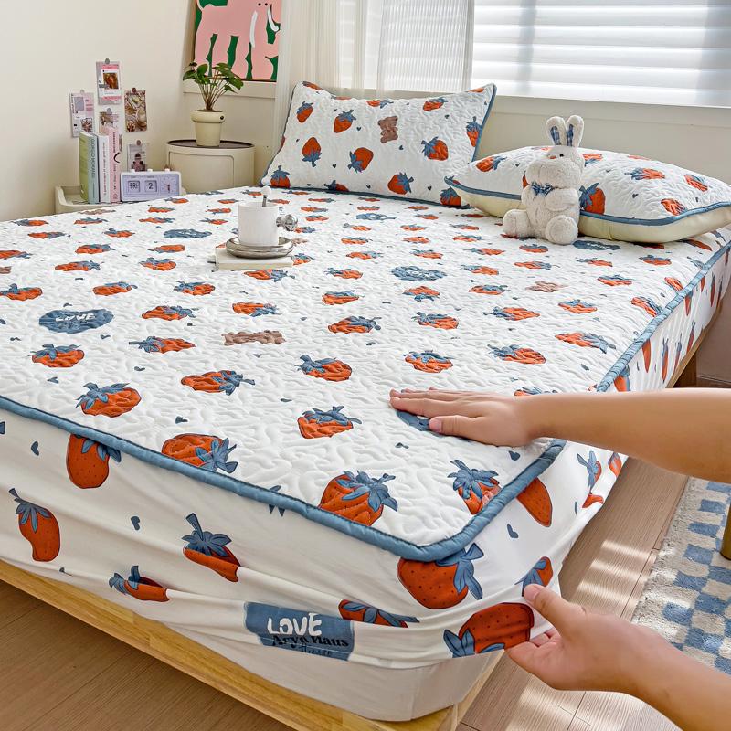 Thicken Bed Cover Cartoon Style Bedspread Quilted Mattress Cover Soft Bed Linen Elastic Bedsheets cubre colchón (No Pillowcase)
