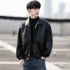 Trendy and Handsome Loose PU Leather Jacket Men's Motorcycle Suit Pilot Leather Jacket Student Spring and Autumn Jacket