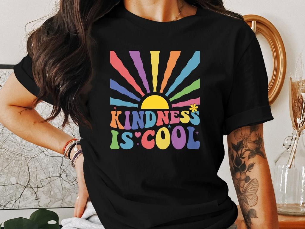 Kindness Is Cool Retro T-Shirt, Vintage Style Positive Message Graphic Tee