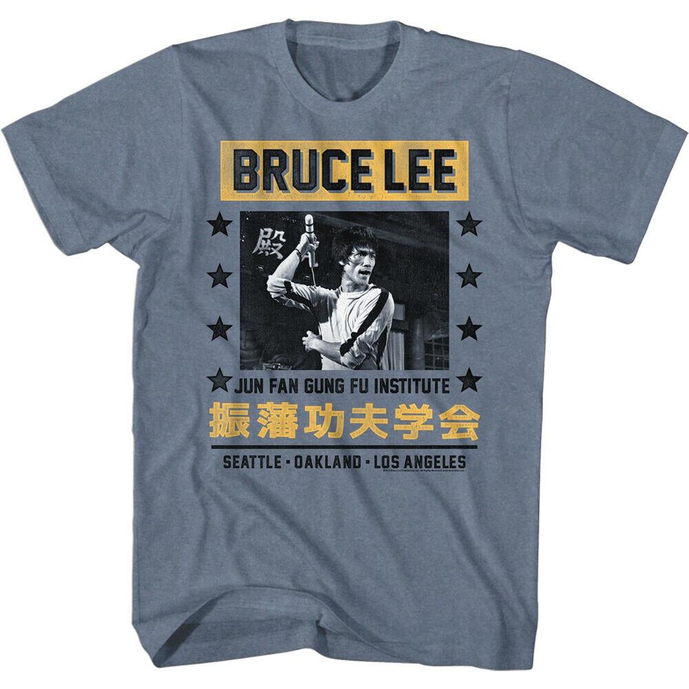 

Bruce Lee T-Shirt Jun Fan Gung Fu Institute Sm 2Xl Indigo Heather