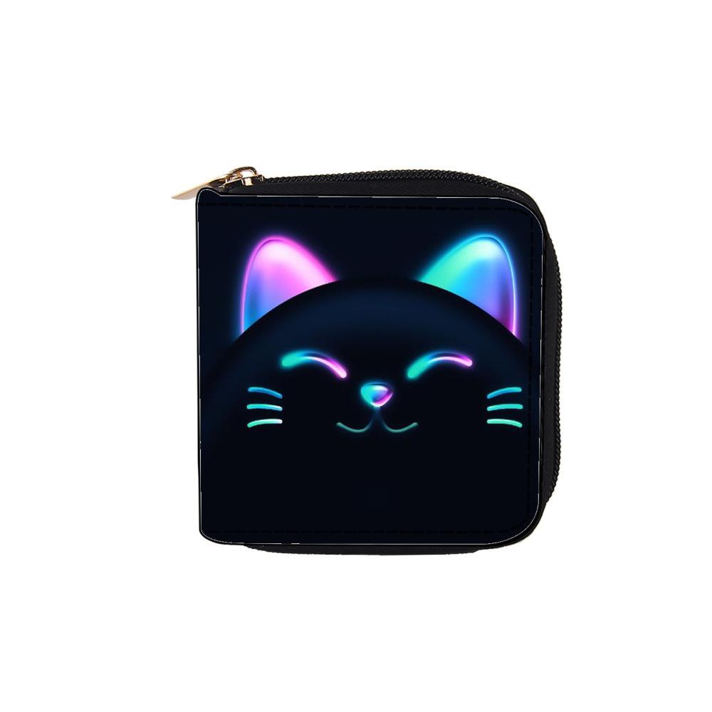 New cartoon cat animation short zipper wallet, children's small wallet