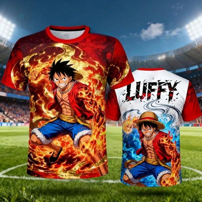 Hot Selling 3D Luffy Printed Sports Short Sleeve Cool Anime One Piece Graphic T-shirt Breathable Quick Drying Children Tshirt